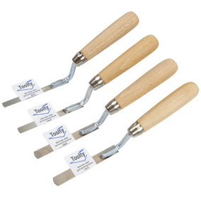 Toolty Tuck Pointing Jointing Finger Trowel Set (4PCS) with Wooden Handle 8,10,12,14mm Stainless Steel DIY