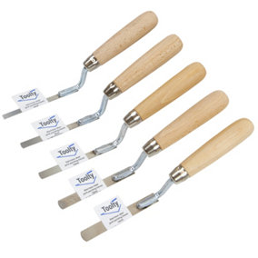 Toolty Tuck Pointing Jointing Finger Trowel Set (5PCS) with Wooden Handle 6,8,10,12,14mm Stainless Steel DIY
