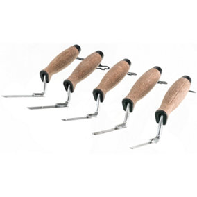 Toolty Tuck Pointing Jointing Finger Trowel Set with Cork Handle Stainless Steel - 5 PCS 6, 8, 10, 12, 14mm Bricklayer DIY