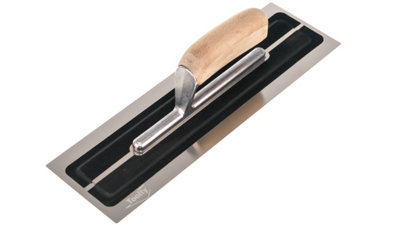 Toolty Ultra Flexible Finishing Stainless Steel Trowel with Wooden ...