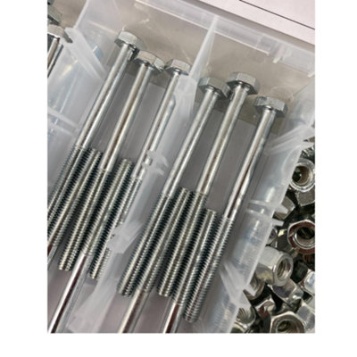 Toolzone 100pc 8mm Bolts and Nuts Assortment Set with Storage Box