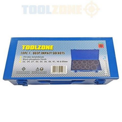 TOOLZONE 10PC 1" DEEP IMPACT SOCKETS