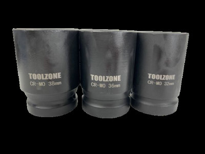 TOOLZONE 10PC 1" DEEP IMPACT SOCKETS