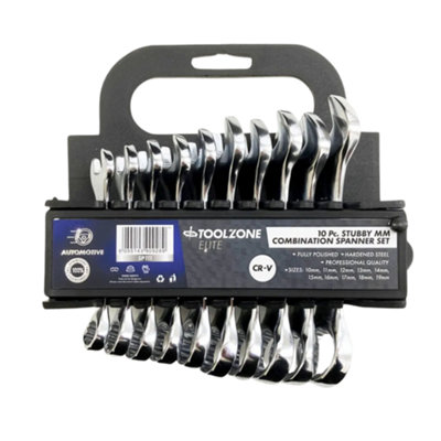 Toolzone 10Pc Metric Stubby Spanners Set