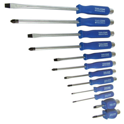 Toolzone 12 Piece Blue Hex Magnetic Screwdriver Set