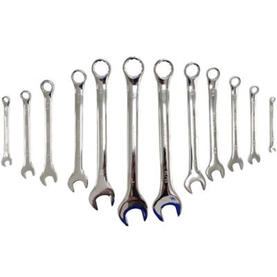 Toolzone 12pc AF Combination Spanner Set, Chrome Vanadium, Satin Finish