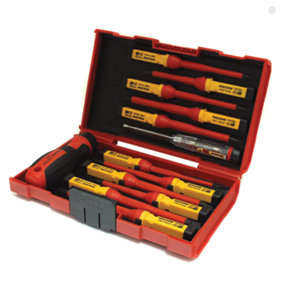 TOOLZONE 13 Piece Interchangeable VDE Screwdriver Set In Case Electrician Electric SD082