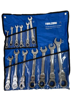 TOOLZONE 13PC FLEXI RATCHET WRENCH SET 8-32MM