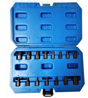 ToolZone 15 piece Hex drive spiral extractor set