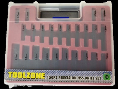 TOOLZONE 150PC PRECISION HSS 4241 DRILLS