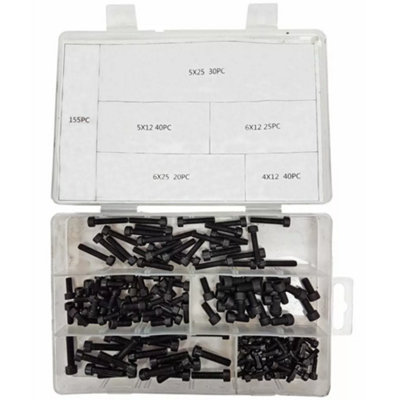 Toolzone 155 Piece Hex Cap Bolts Carbon Steel Assortment Set Durable Fasteners