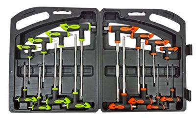 TOOLZONE 16PC CRV T HANDLE HEX & STAR S/DRIVE