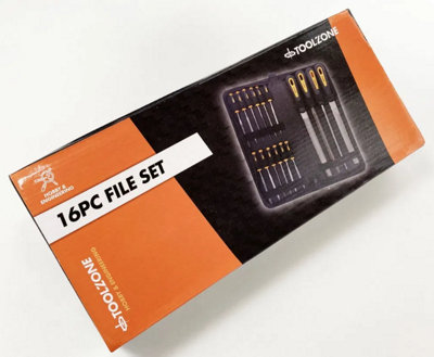 Toolzone 16pc file set with carry case Flat round Square Soft Grip ...