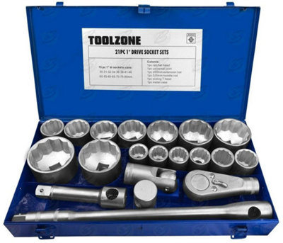 TOOLZONE 21 Piece 1" DR SOCKET SET DIY at B&Q