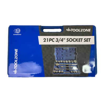 TOOLZONE 21 PIECE 3/4" SOCKET SET IN BMC