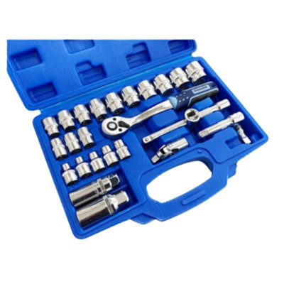 Toolzone 26Pc 3/8" Drive Socket Set with Ratchet & Extensions