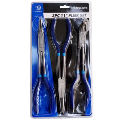 Toolzone 3PC 11" Long Nose Pliers Set - Professional Grade Hand Tool