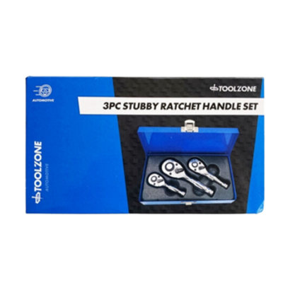 Toolzone 3PC Stubby Ratchet Handle Set