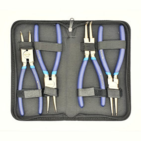 Toolzone 4PC 9" NI-FE Finish Circlip Pliers Set In Zip Case PL139