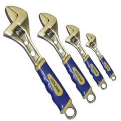 TOOLZONE 4PC SOFT GRIP ADJUSTABLE SPANNERS