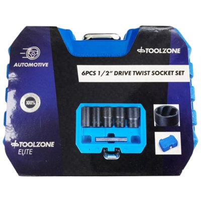 Toolzone 6pc 1/2" Twist Socket Set for Rounded Bolt Removal SS228