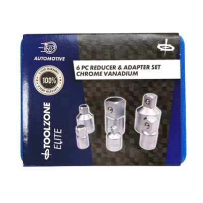 Toolzone 6Pc CRV Satin Finish Socket Adaptor & Reducer Set in Case