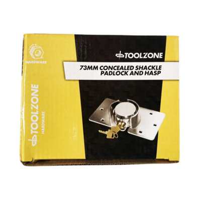 Toolzone 73mm Consealed Steel Shackle Lock & Hasp Heavy Duty Padlock