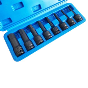 Toolzone 8pc 1/2 inch Impact Hex Bits 5-19mm