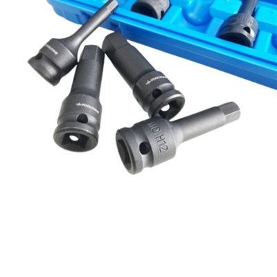 Toolzone 8pc 1/2 inch Impact Hex Bits 5-19mm