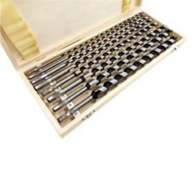 Toolzone 8pc 16 Auger Bits in Wood Box