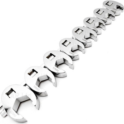 Toolzone 8pc Jumbo Crows Foot Feet Wrench Spanner Set 3/8" Metric 10mm - 22mm