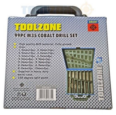 TOOLZONE 99 PIECE COBALT DRILL BIT SET