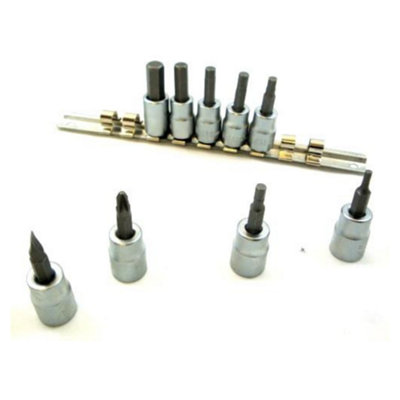 Toolzone 9Pc 3/8" Dr Hex Bit Sockets On Rail