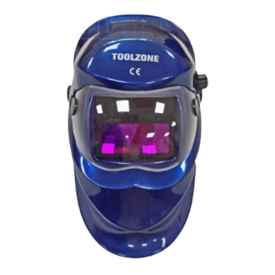 Toolzone Blue Auto Darkening Welders Helmet Lightweight & Adjustable