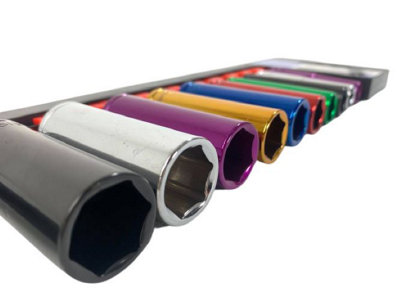 TOOLZONE COLOUR 10PC 3/8'' MM DEEP CRV SOCKETS