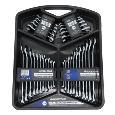 Toolzone Elite 32pc Spanner Set MM/AF stubby and Standard Combination ...