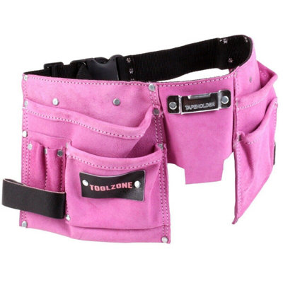 Toolzone Pink Leather Tool Belt 11 Pockets