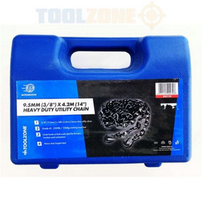 TOOLZONE TOWING CHAIN 14FT X 3/8" C/W HOOK