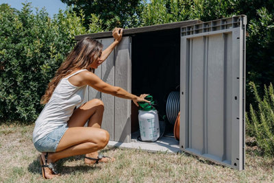 Toomax Stora Way All-Weather Outdoor Garden Storage Shed, Taupe