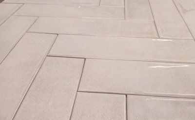 Top Ceramics Beige Gloss Flat Bumpy Metro Ceramic Wall Tile (L)300mm x ...