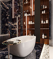 Top Ceramics Black Marble Effect Tiles High Gloss Floor & Wall Porcelain Tile (L)120cm x (W)60cm Each box 1.44sqm