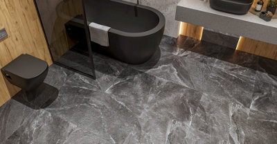 Top Ceramics Black Slate Tiles Porcelain Matt Floor Wall (L)60cm x (W)60cm Each box 1.08sqm - 3