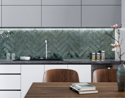 Top Ceramics Blue Gloss Flat Bumpy Metro Ceramic Wall Tile (L)300mm x ...