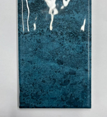 Top Ceramics Blue Gloss Metro Ceramic Wall Tile Flat Bumpy (L)300mm x (W)100mm Each box 0.84sqm