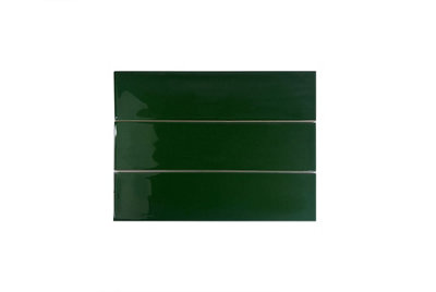 Top Ceramics Forest Green Gloss Flat Bumpy Metro Ceramic Wall Tile (L)300mm x (W)75mm Each box 1sqm