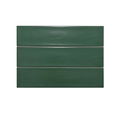 Top Ceramics Forest Green Matt Flat Bumpy Metro Ceramic Wall Tile (L)300mm x (W)75mm Each box 1sqm