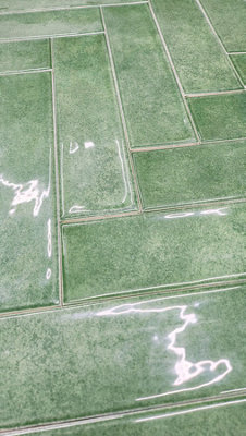 Top Ceramics Green Gloss Flat Bumpy Metro Ceramic Wall Tile (L)300mm x ...