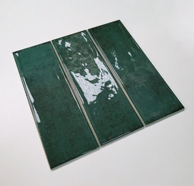 Top Ceramics Green Gloss Metro Ceramic Wall Tile Flat Bumpy (L)300mm x (W)100mm Each box 0.96sqm