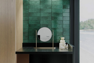 Top Ceramics Green Gloss Metro Ceramic Wall Tile Flat Bumpy (L)300mm x (W)100mm Each box 0.96sqm