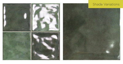 Top Ceramics Green Gloss Metro Ceramic Wall Tile Flat Bumpy (L)530mm x (W)107mm Each box 0.85sqm